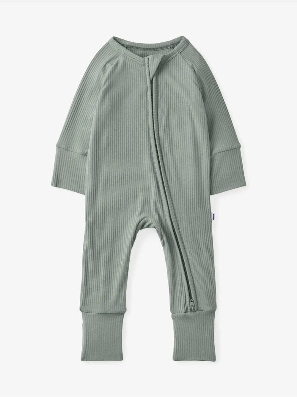 Little Sleepies Willow Ribbed Green Zippy - Like New 12-18 Months